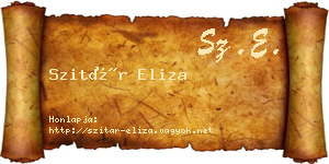 Szitár Eliza névjegykártya
